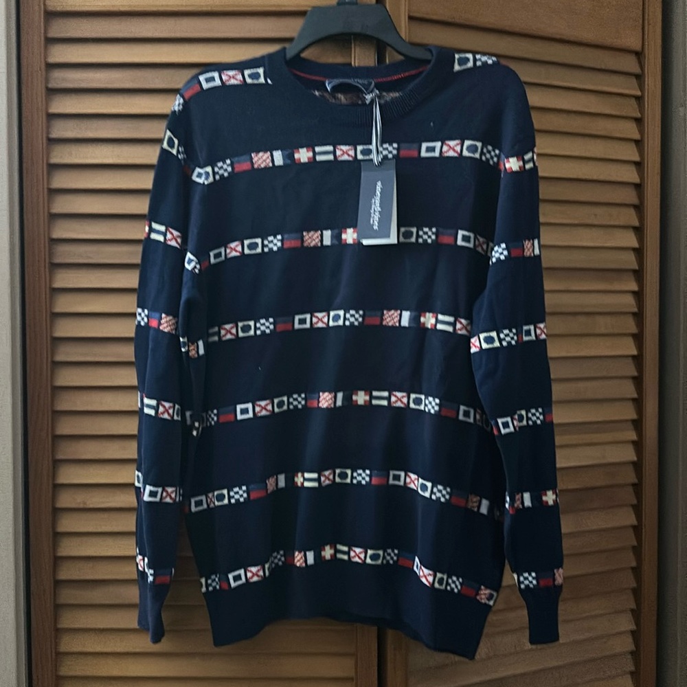 Vineyard Vines Shep & Ian, Burgee Flag Sweater - Men’s Sz Medium, Navy